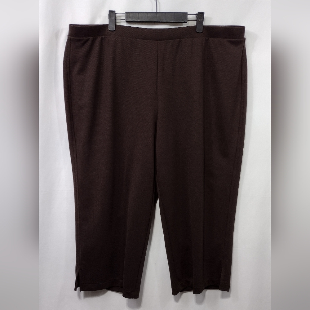 NWT Avenue Croped Easy Pullon Pants Womens 22/24 Brown Casual Comfy Retro 90s